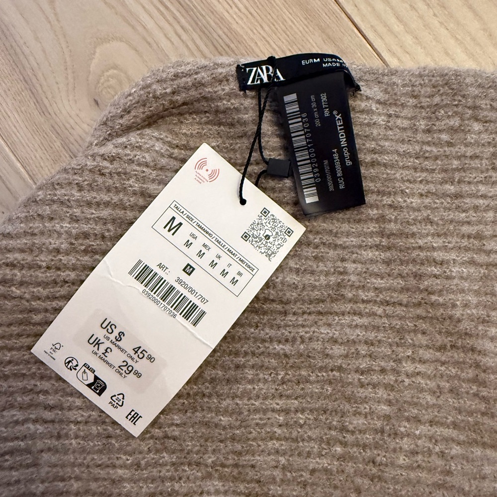 ZARA TURTLENECK SCARF KNIT NWT 3920/001 - Picture 7 of 7